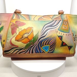 Anuschka Butterfly Safari Leather Tote Bag